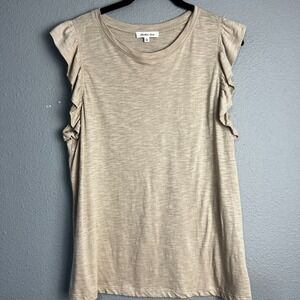 Another Love Ruffle Sleeve Tank Top Casual Everyday Blouse‎ Warm Sand Top Size L